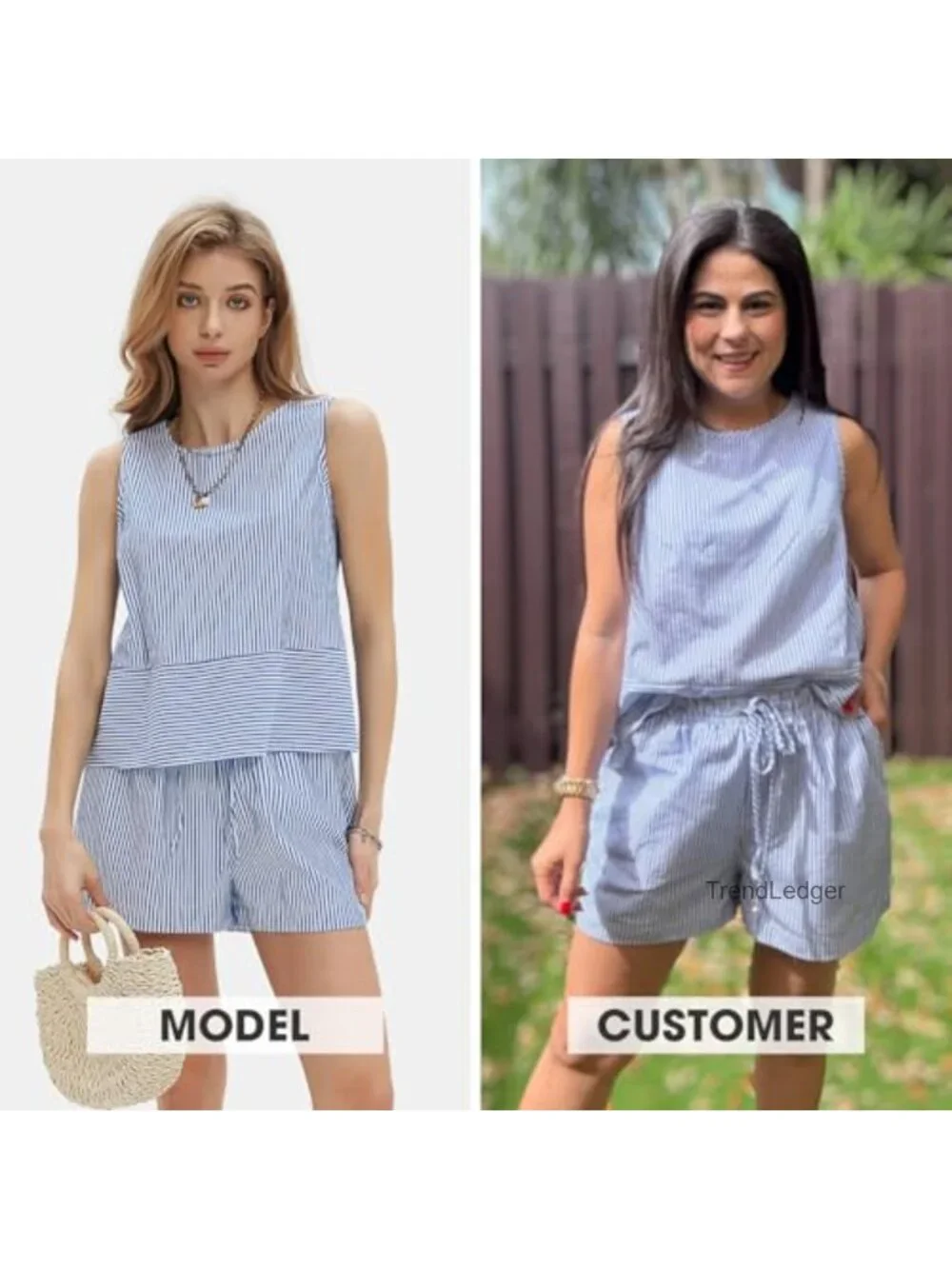 Women's 100% Cotton Two Piece Short Set Sleeveless Tank